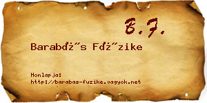 Barabás Füzike névjegykártya